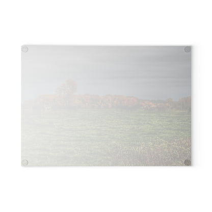 U R There Photography Oak Cows Rustic Farmhouse Tempered-Glass Cutting Board 8"x 11"