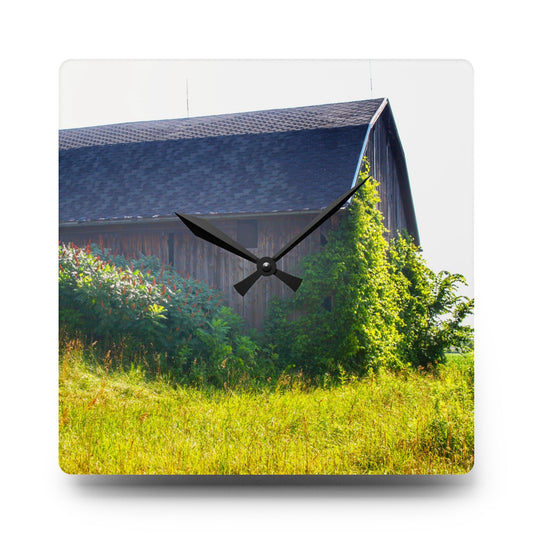 North Lake Pleasant Road Old Grey Rustic Farmhouse Acrylic Analog Wall Clock 10.75'' × 10.75'' (Square)