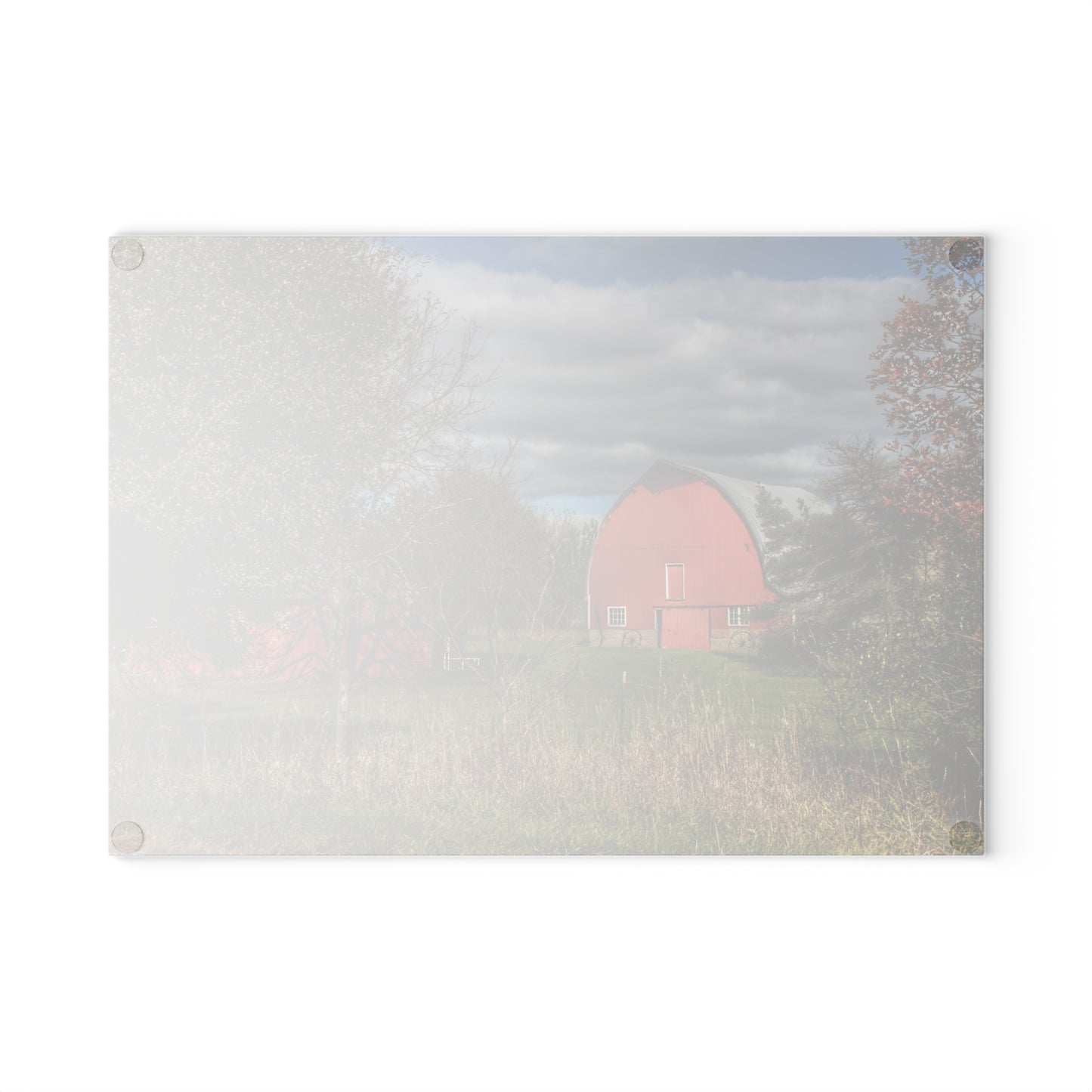 U R There Photography Genesee Road Red III Rustic Farmhouse Tempered-Glass Cutting Board