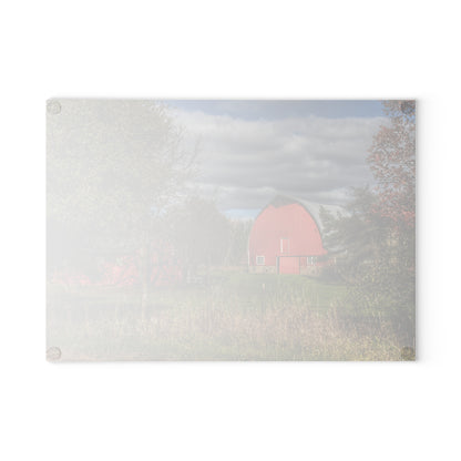 U R There Photography Genesee Road Red III Rustic Farmhouse Tempered-Glass Cutting Board