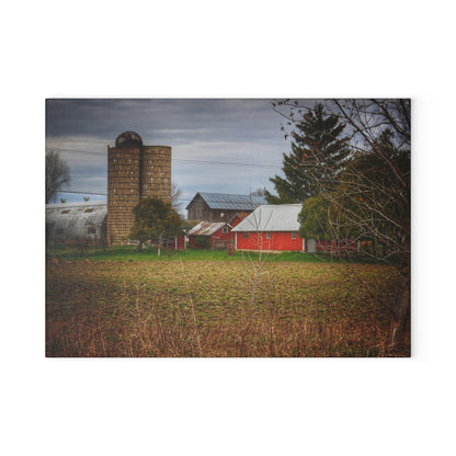 U R There Photography Fostoria Road Greys Rustic Farmhouse Tempered-Glass Cutting Board