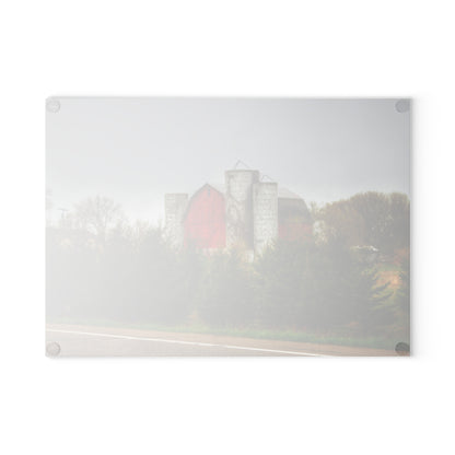 U R There Photography Castle Corner Red II Rustic Farmhouse Tempered-Glass Cutting Board