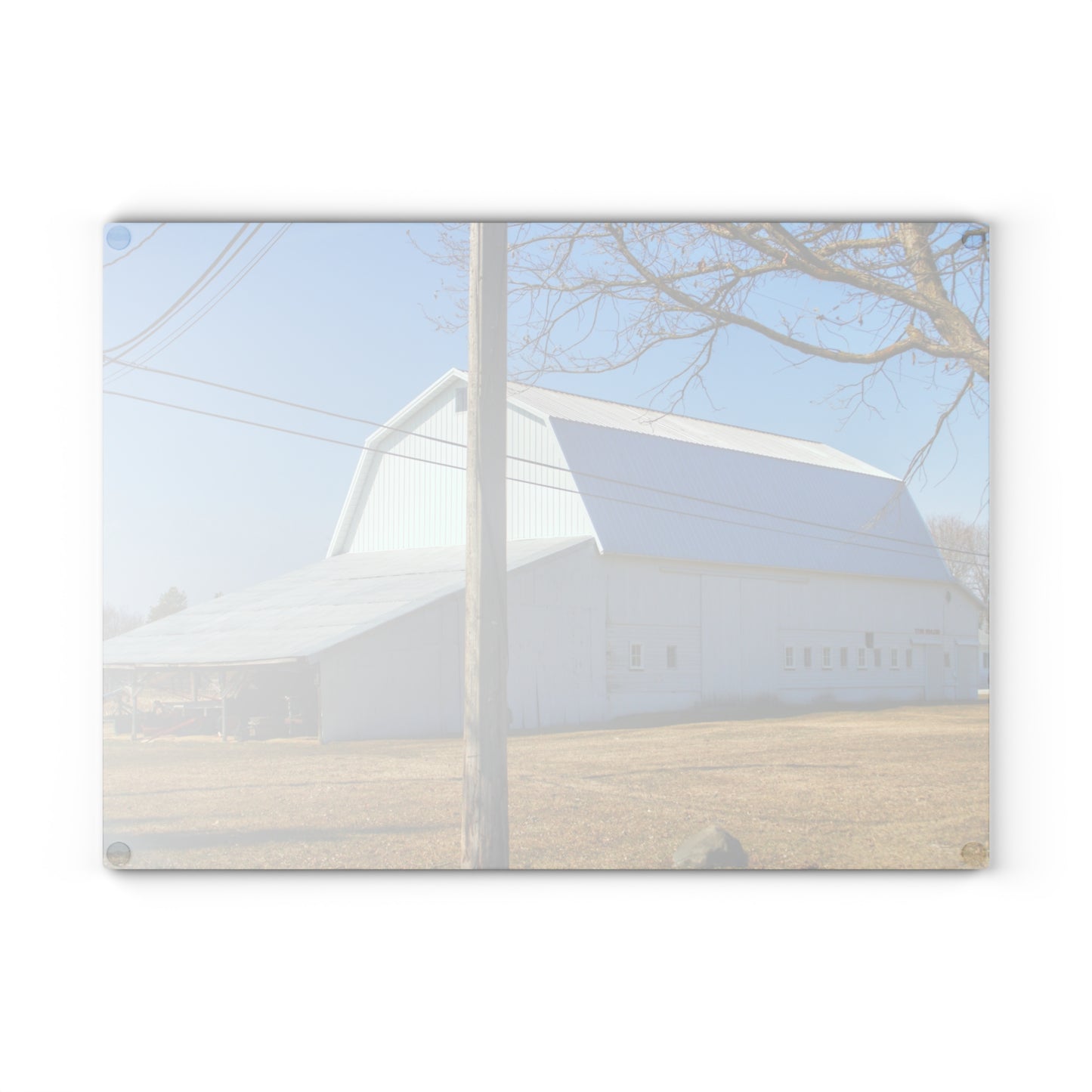 U R There Photography Wolcott White Rustic Farmhouse Tempered-Glass Cutting Board