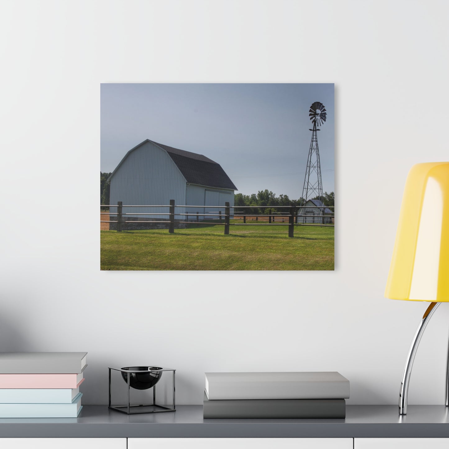 U R There Photography M-90 White and Windmill II Rustic Farmhouse Acrylic Wall Print