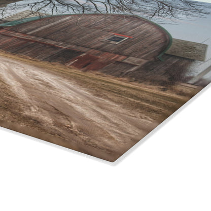 U R There Photography Barns of Deckerville Road I Rustic Farmhouse Tempered-Glass Cutting Board