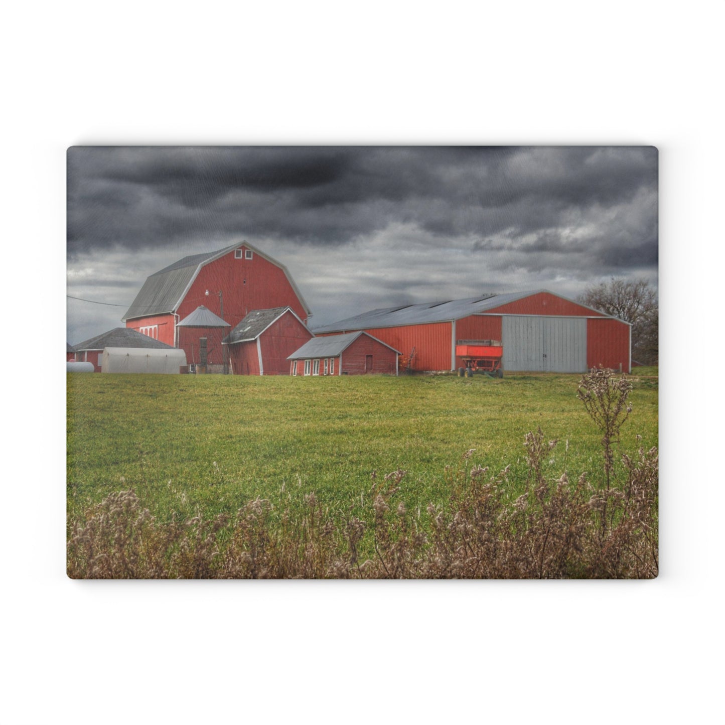 U R There Photography Castle Road Reds Rustic Farmhouse Tempered-Glass Cutting Board
