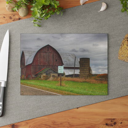 U R There Photography Valentine Road Red II Rustic Farmhouse Tempered-Glass Cutting Board