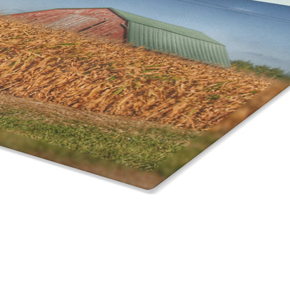 U R There Photography Beyond the Harvest Corn I Rustic Farmhouse Tempered-Glass Cutting Board