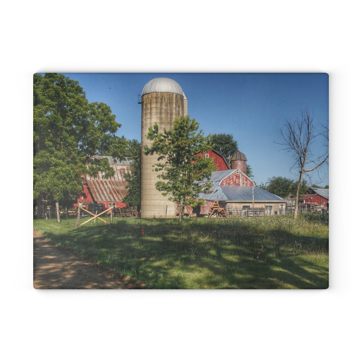 U R There Photography Tody Road Reds Rustic Farmhouse Tempered-Glass Cutting Board