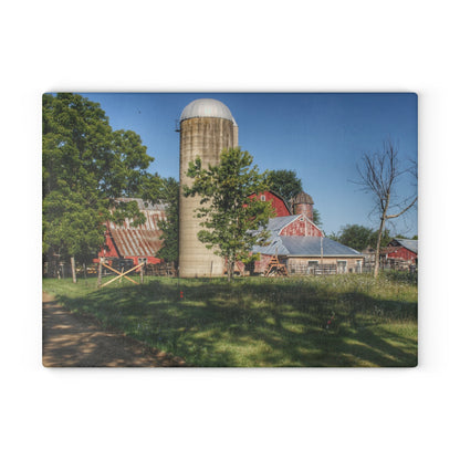 U R There Photography Tody Road Reds Rustic Farmhouse Tempered-Glass Cutting Board