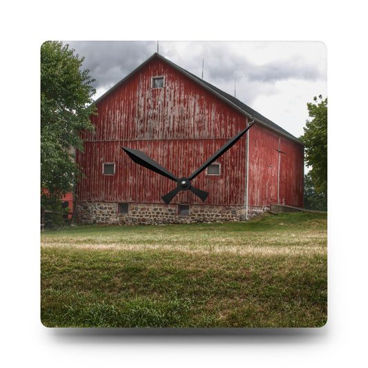 Five Lakes Red II Rustic Farmhouse Acrylic Analog Wall Clock 10.75'' × 10.75'' (Square)