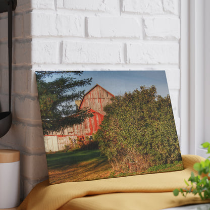 U R There Photography Cade Road Red II Rustic Farmhouse Tempered-Glass Cutting Board