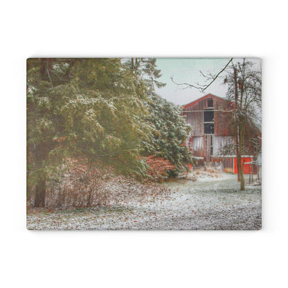 U R There Photography Lum Hidden Red Rustic Farmhouse Tempered-Glass Cutting Board