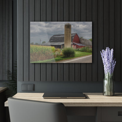 U R There Photography Lake Pleasant Road Little Red and Silo II Rustic Farmhouse Acrylic Wall Print