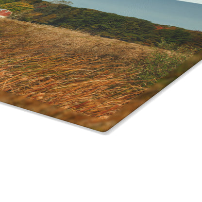 U R There Photography Murphy Lake Road Hidden Red Rustic Farmhouse Tempered-Glass Cutting Board