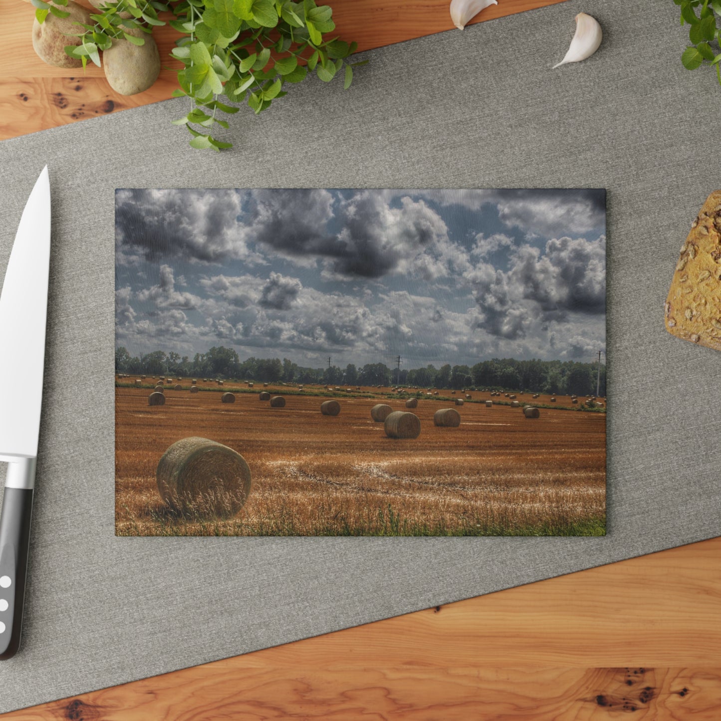 U R There Photography Haybale Heaven Rustic Farmhouse Tempered-Glass Cutting Board