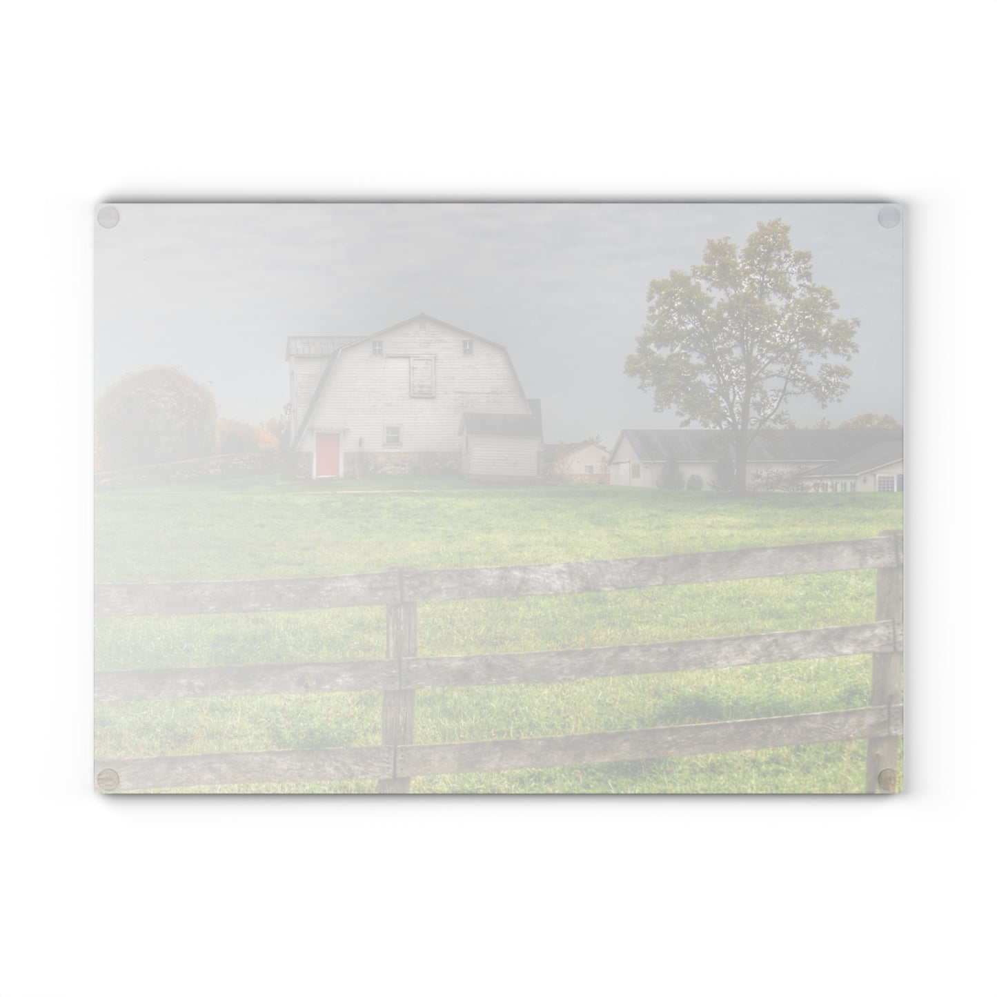 U R There Photography Hill Road Hillside White Rustic Farmhouse Tempered-Glass Cutting Board