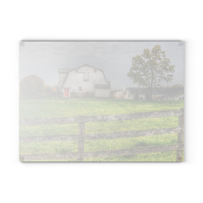 U R There Photography Hill Road Hillside White Rustic Farmhouse Tempered-Glass Cutting Board