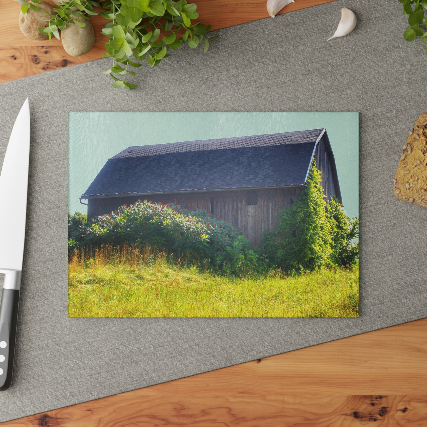 U R There Photography North Lake Pleasant Road Old Grey Rustic Farmhouse Tempered-Glass Cutting Board