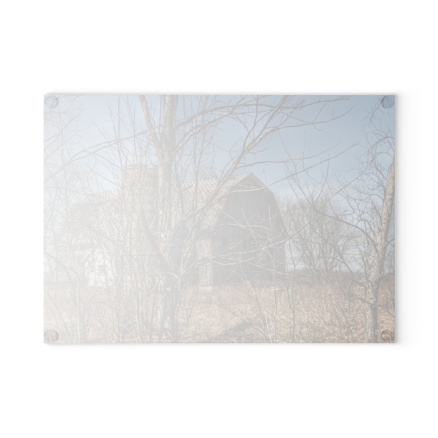 U R There Photography Hill Road Hidden Grey I Rustic Farmhouse Tempered-Glass Cutting Board