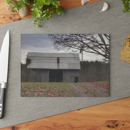 U R There Photography Grey Horse Barn Rustic Farmhouse Tempered-Glass Cutting Board