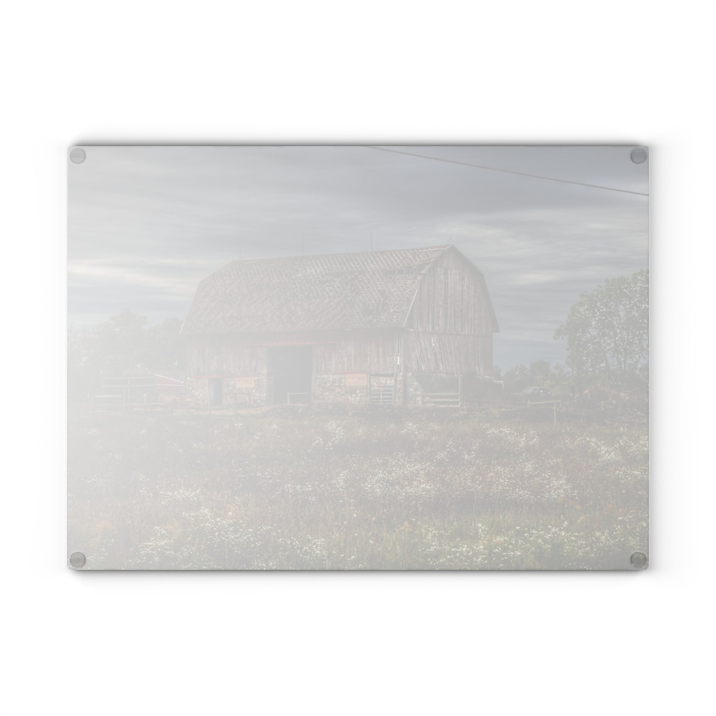 U R There Photography Old Marathon Red Rustic Farmhouse Tempered-Glass Cutting Board