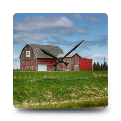U R There Photography Unionville Reds Rustic Farmhouse Acrylic Analog Wall Clock