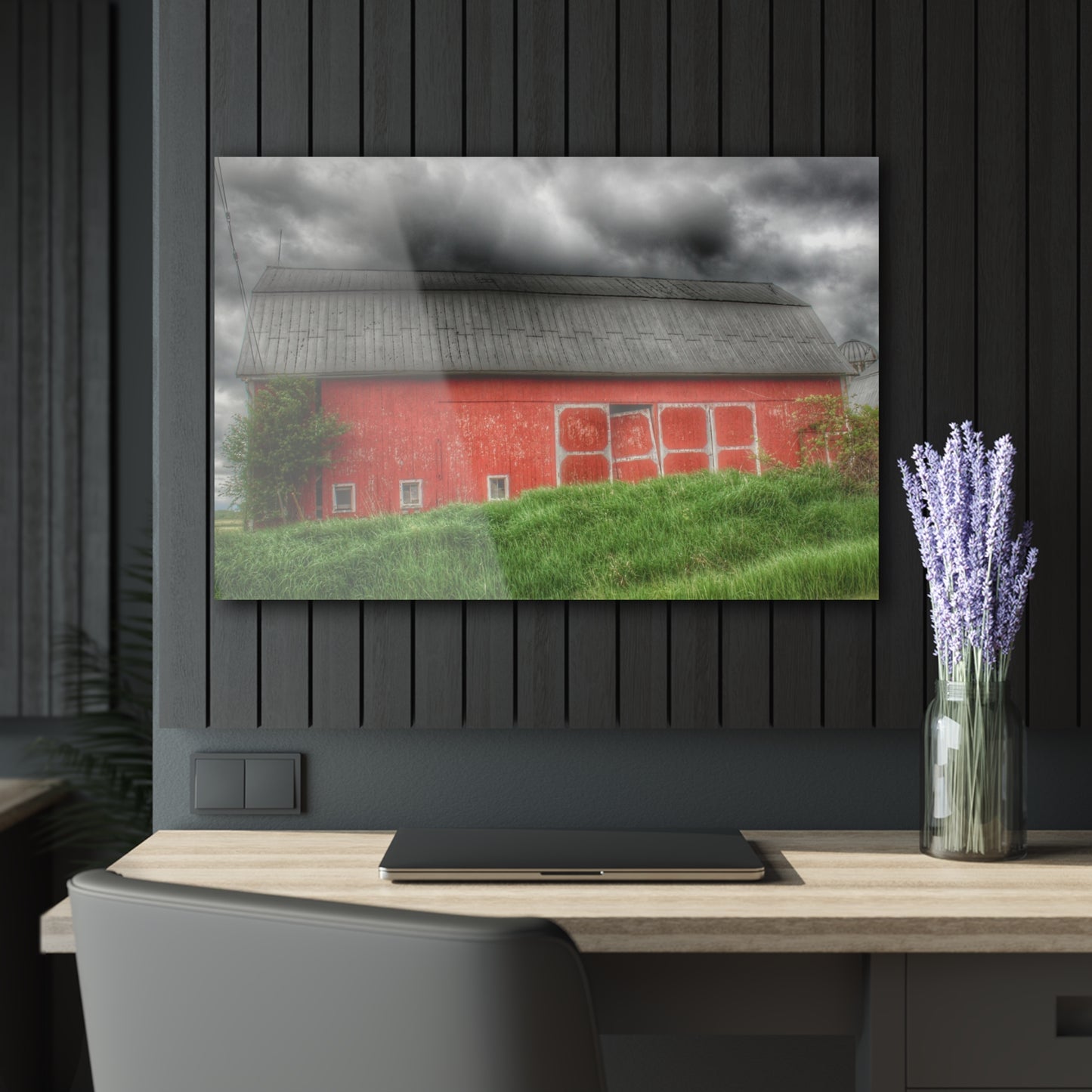 U R There Photography Square Road Red II Rustic Farmhouse Acrylic Wall Print