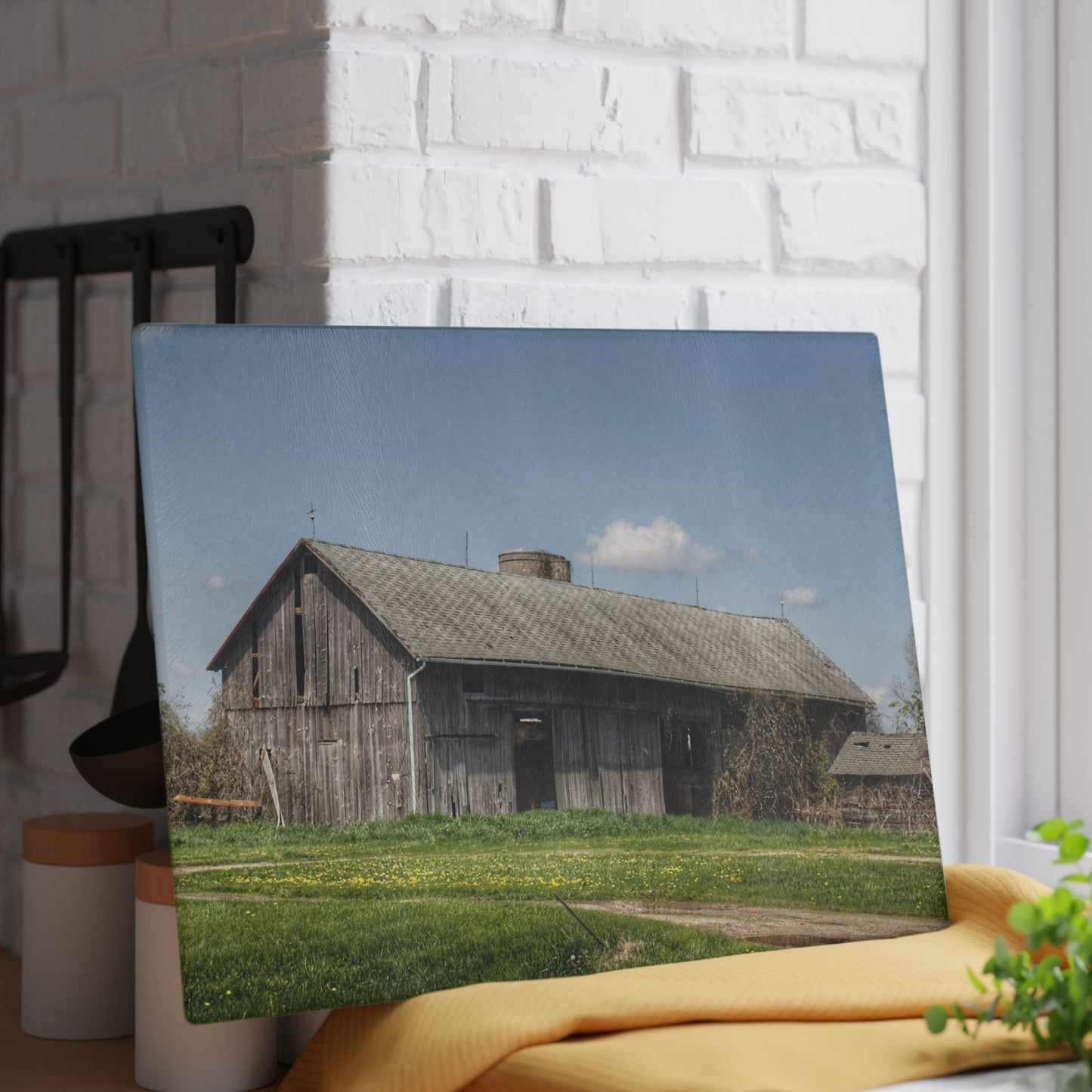 U R There Photography Wilder Road Grey II Rustic Farmhouse Tempered-Glass Cutting Board