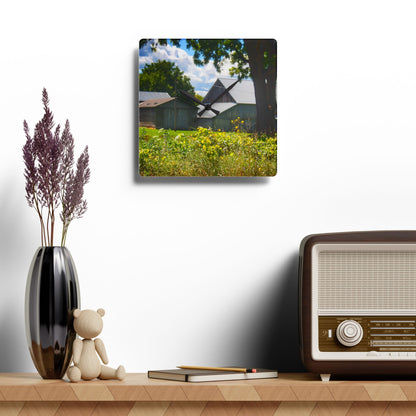 U R There Photography Hough Road Greys Rustic Farmhouse Acrylic Analog Wall Clock
