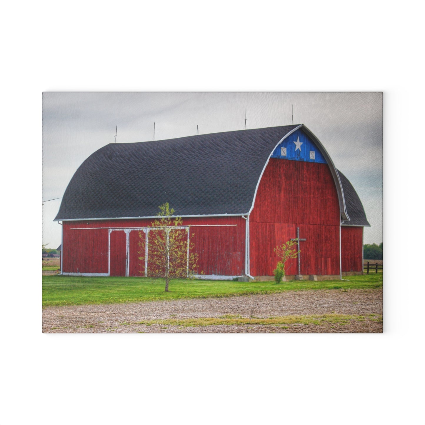 U R There Photography M-24 Star Barn Rustic Farmhouse Tempered-Glass Cutting Board