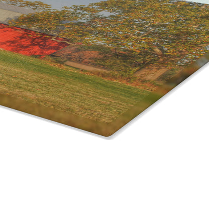 U R There Photography Barkley Road Red I Rustic Farmhouse Tempered-Glass Cutting Board
