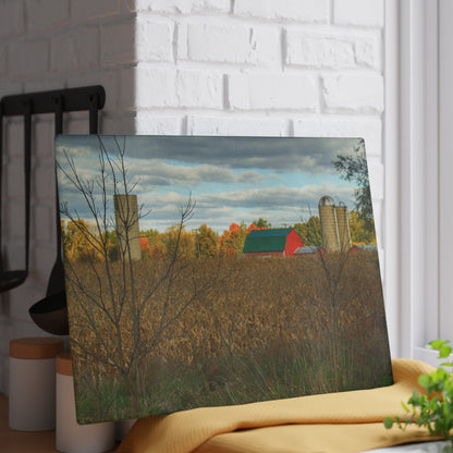 U R There Photography Beyond the Harvest Corn II Rustic Farmhouse Tempered-Glass Cutting Board