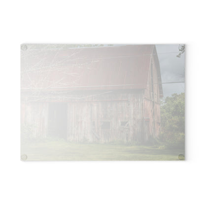 U R There Photography Columbiaville Roadside Grey and Rusted Rustic Farmhouse Tempered-Glass Cutting Board