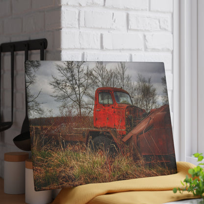 U R There Photography North Gates Road Rusted Red Rustic Farmhouse Tempered-Glass Cutting Board