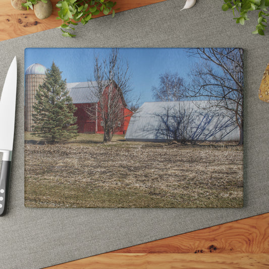 U R There Photography German Road Reds Rustic Farmhouse Tempered-Glass Cutting Board