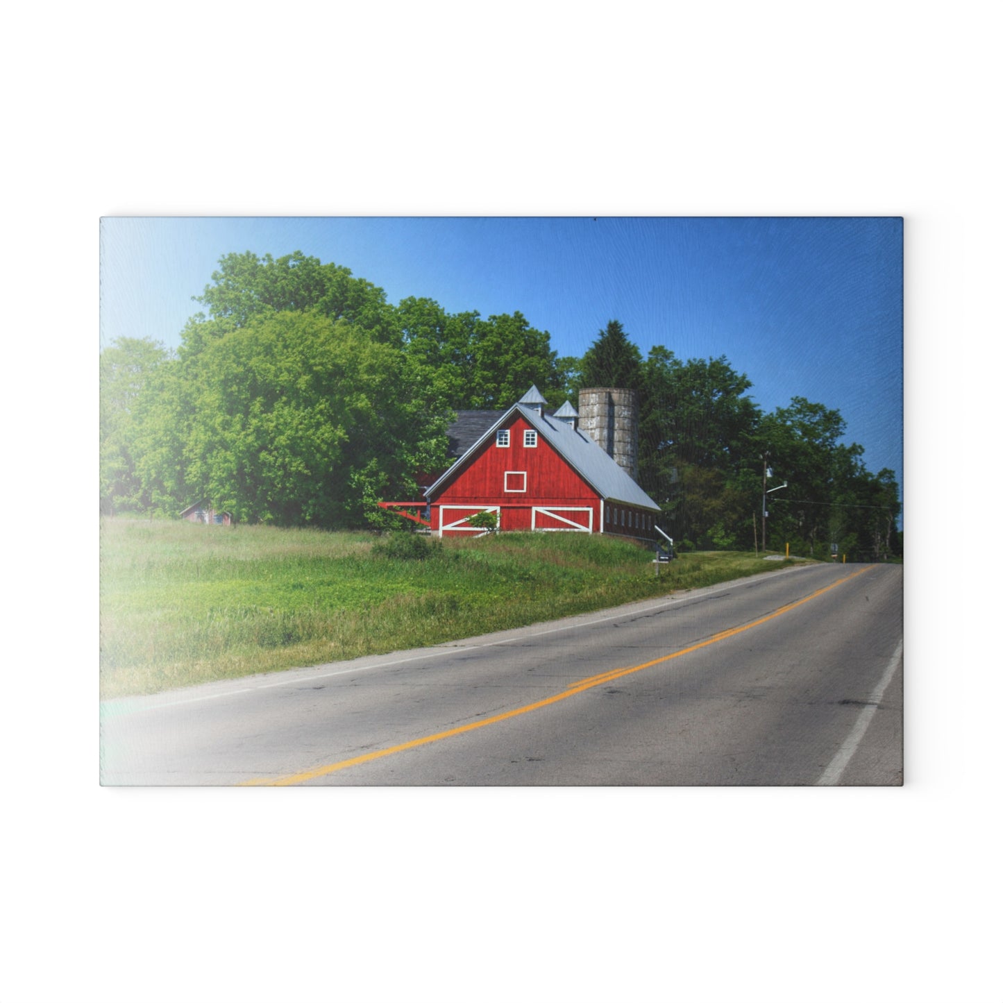U R There Photography Metamora Red 2020 II Rustic Farmhouse Tempered-Glass Cutting Board