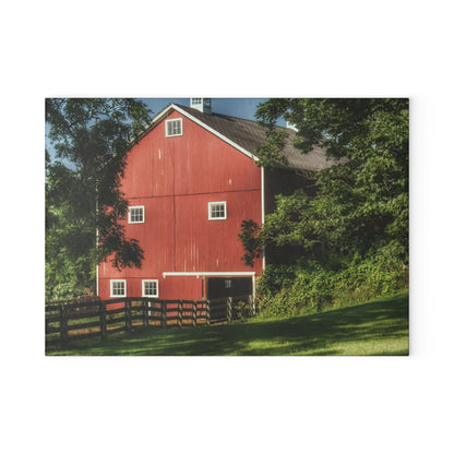 U R There Photography Oxford Red Rustic Farmhouse Tempered-Glass Cutting Board