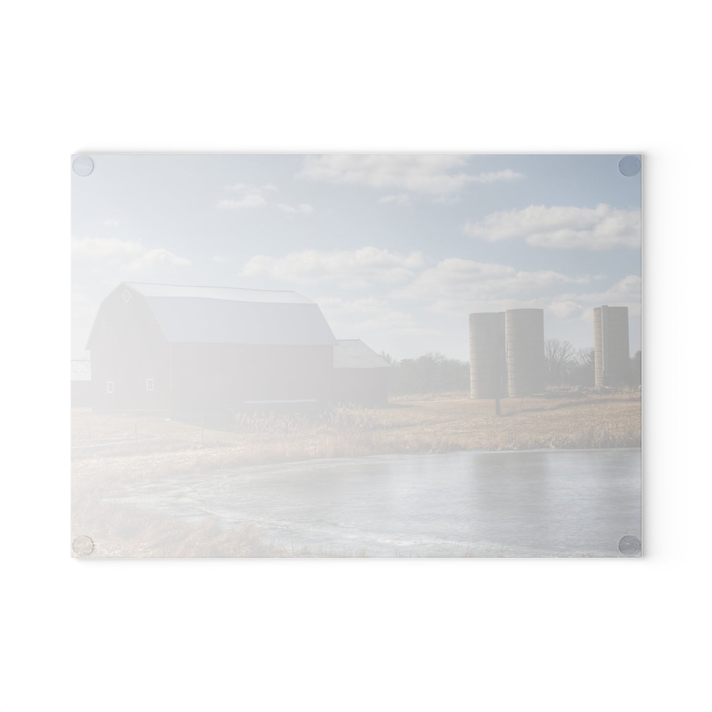 U R There Photography Fisher Road Red Rustic Farmhouse Tempered-Glass Cutting Board