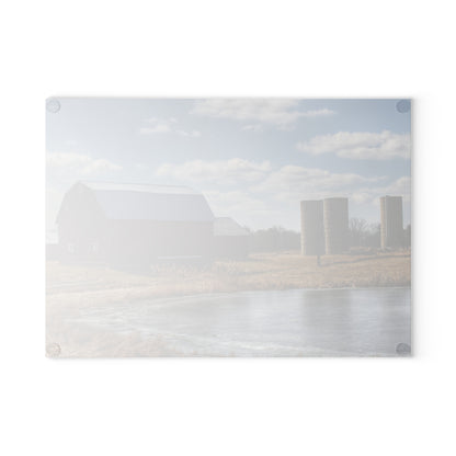 U R There Photography Fisher Road Red Rustic Farmhouse Tempered-Glass Cutting Board