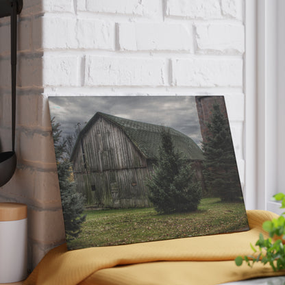 U R There Photography Pero Lake Road Grey I Rustic Farmhouse Tempered-Glass Cutting Board