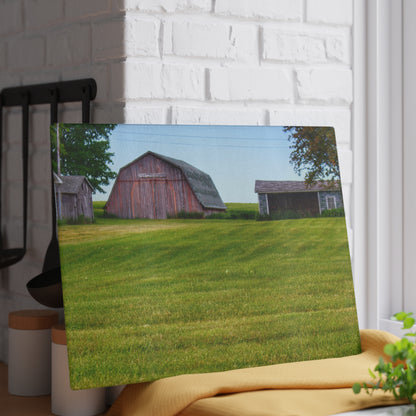 U R There Photography Cass City Elmwood Road Greys Rustic Farmhouse Tempered-Glass Cutting Board