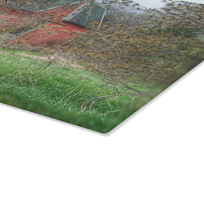 U R There Photography Hickory Ridge Red II Rustic Farmhouse Tempered-Glass Cutting Board