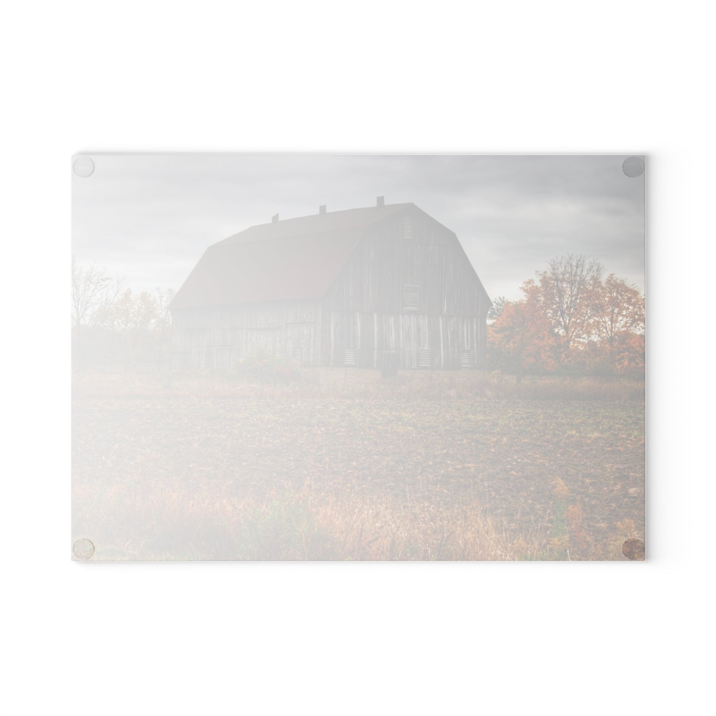 U R There Photography Sheridan Line Road Rusted Grey I Rustic Farmhouse Tempered-Glass Cutting Board 8"x 11"