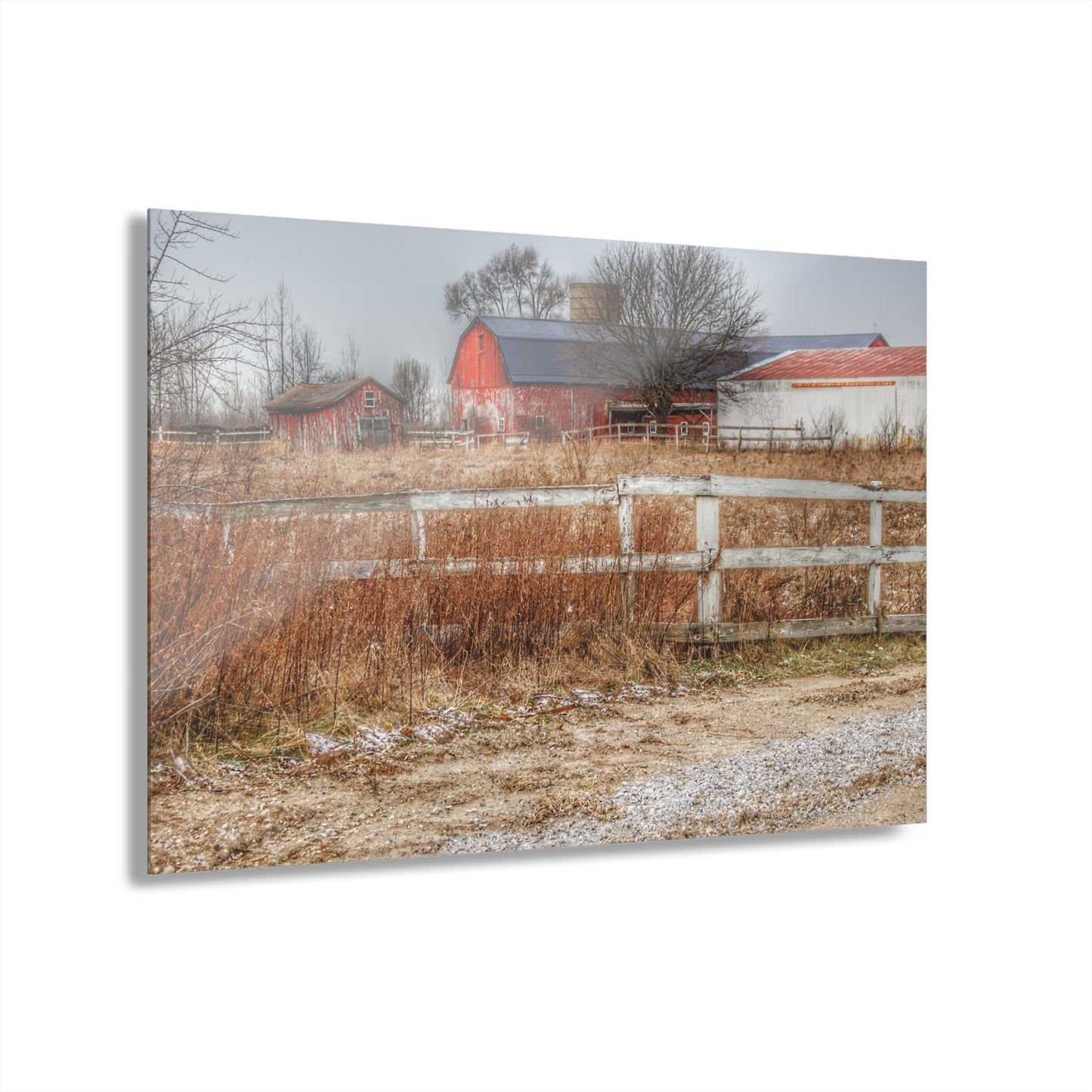 U R There Photography Mound Road Reds Rustic Farmhouse Acrylic Wall Print