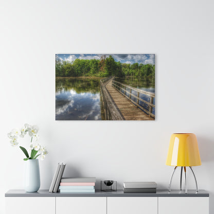 U R There Photography Linear Park Bridge in Lapeer III Rustic Farmhouse Acrylic Wall Print