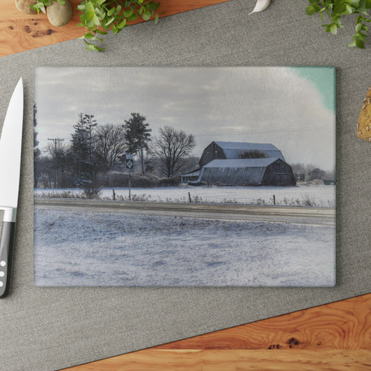 U R There Photography Otter Lake Road Greys Rustic Farmhouse Tempered-Glass Cutting Board