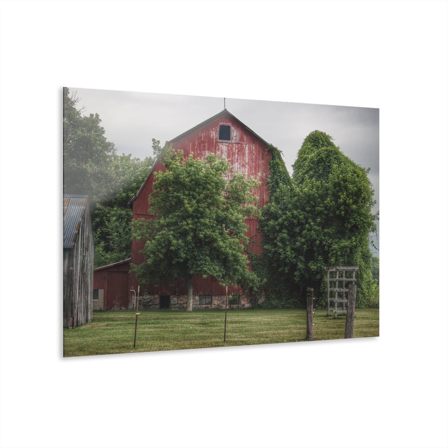 U R There Photography Otter Lake Road Hidden Red Rustic Farmhouse Acrylic Wall Print