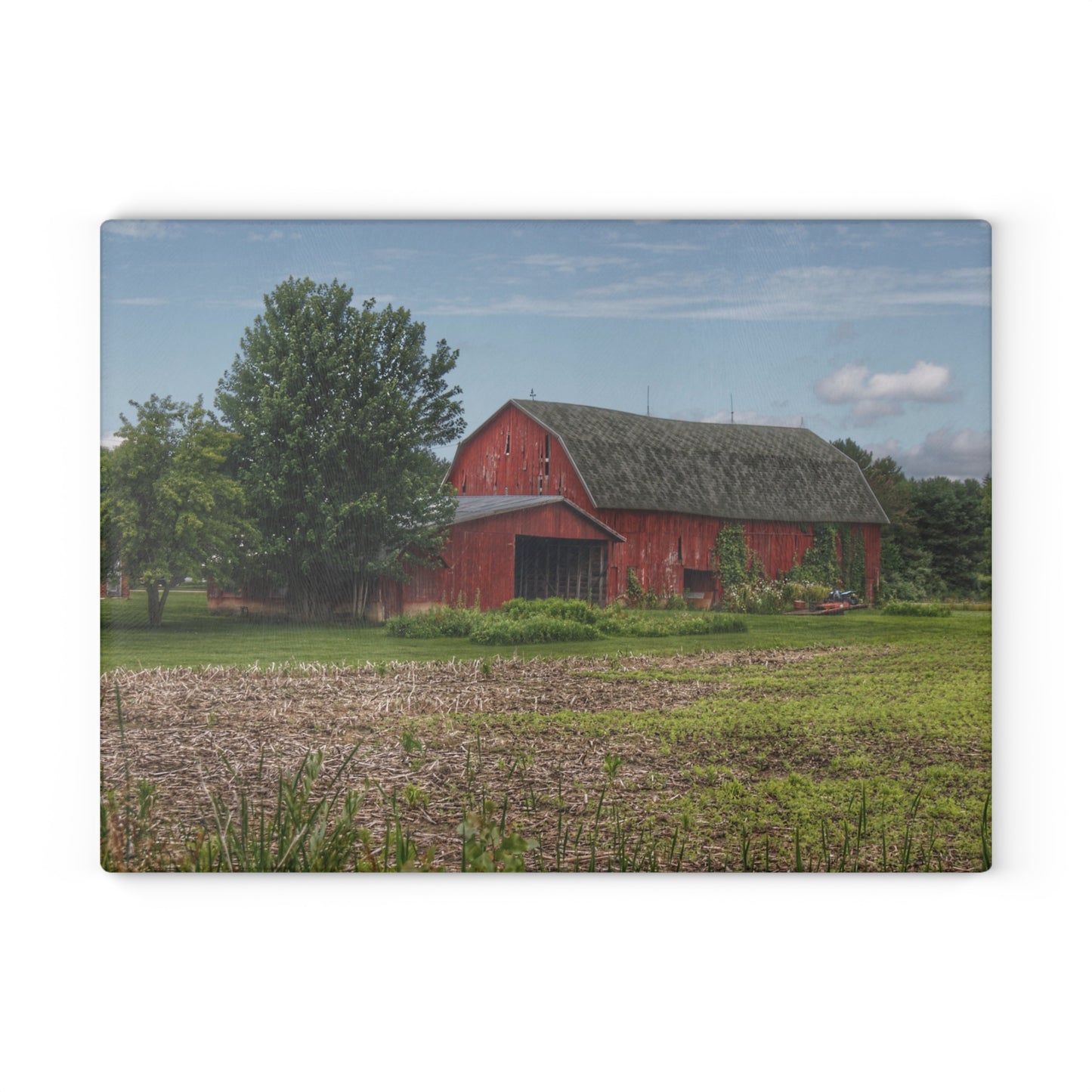 U R There Photography Murphy Lake Road Reds Rustic Farmhouse Tempered-Glass Cutting Board