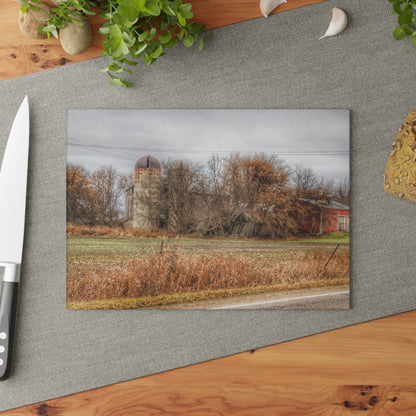 U R There Photography Burnside Road Grey II Rustic Farmhouse Tempered-Glass Cutting Board